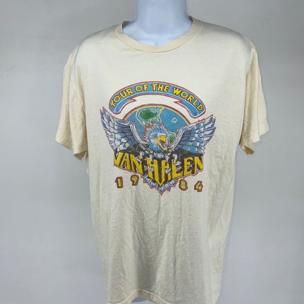 Men’s Van Halen Cream Vintage-Style Graphic T-Shirt - Size Medium